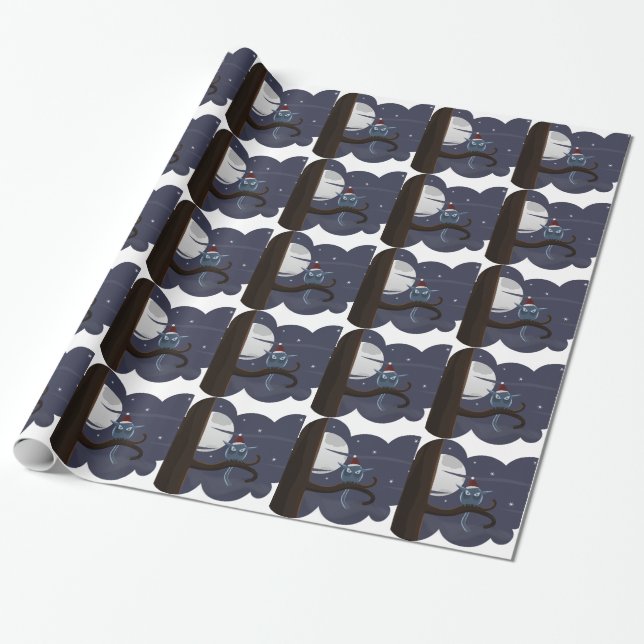 scary christmas owl wrapping paper (Unrolled)