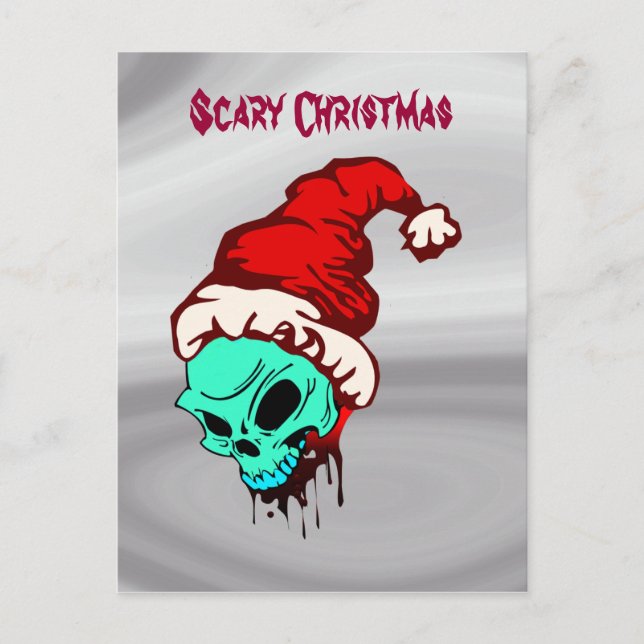 Scary Christmas Santa Skull Bloody Holiday Postcard (Front)