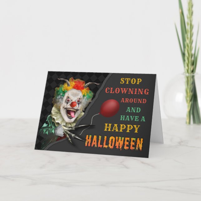 Scary Clown Creepy Circus Halloween Funny Joke Card (Front)