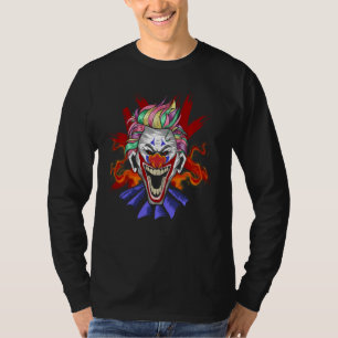 Scary Clown Creepy Colourful Hair Funny Halloween T-Shirt