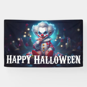 Scary Clown Happy Halloween Banner