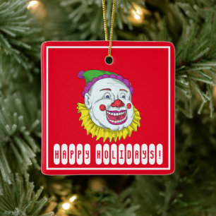 Scary Clown Horror  Ceramic Ornament