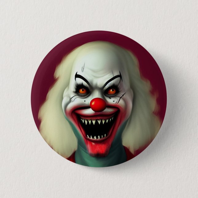 scary clown horror portrait ugly monster Halloween 2 Inch Round Button (Front)