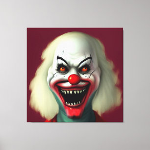 scary clown horror portrait ugly monster Halloween Canvas Print