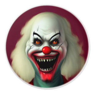scary clown horror portrait ugly monster Halloween Ceramic Knob