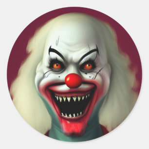 scary clown horror portrait ugly monster Halloween Classic Round Sticker