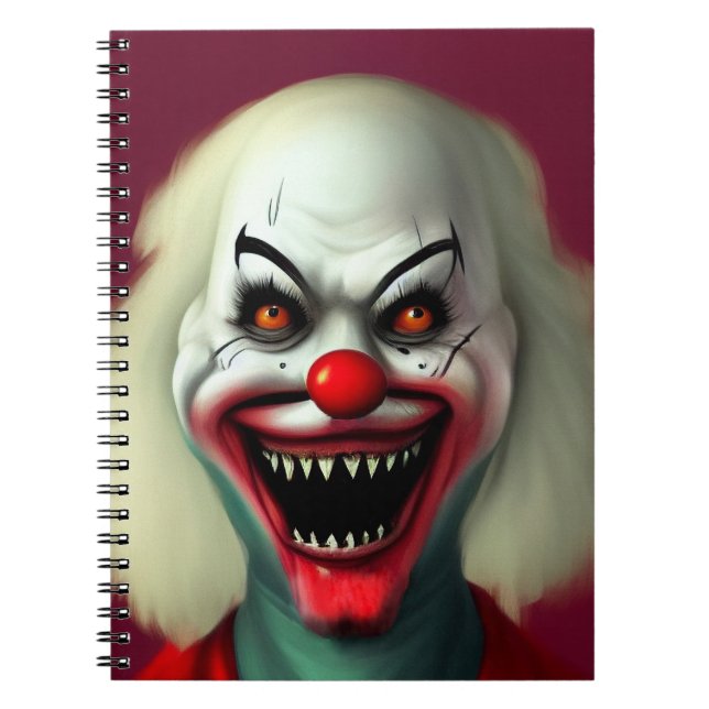scary clown horror portrait ugly monster Halloween Notebook (Front)