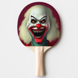 scary clown horror portrait ugly monster Halloween Ping Pong Paddle