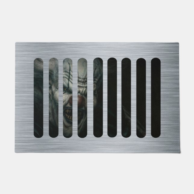 Scary Clown in Drain Novelty Halloween Doormat (Front)