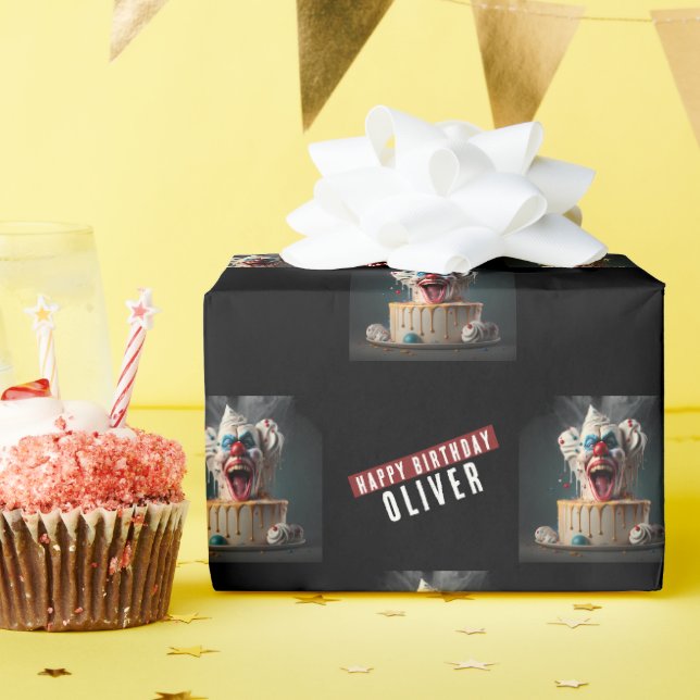 Scary clown themed Birthday Wrapping Paper (Birthday Party)