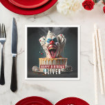 Scary Clown Themed Customizable Birthday Napkins<br><div class="desc">Add a touch of thrill to your birthday celebrations with these unique scary clown-themed paper napkins! Perfect for anyone who loves a bit of spookiness in their festivities, these high-quality napkins feature an eerie yet festive design that will surely be a conversation starter. Each napkin proudly displays the greeting “Happy...</div>