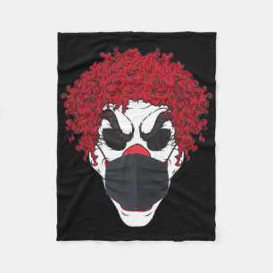 Scary Clown Wearing A Face Mask Germophobe Hallowe Fleece Blanket
