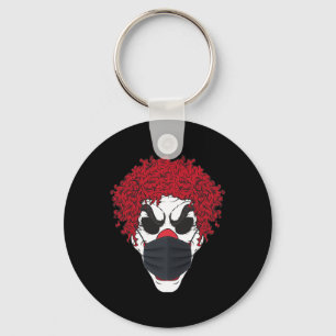 Scary Clown Wearing A Face Mask Germophobe Hallowe Keychain