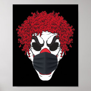 Scary Clown Wearing A Face Mask Germophobe Hallowe Poster