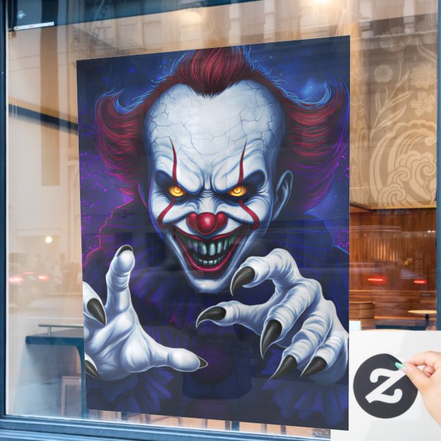 Scary Clown Window Cling (Cafe Window)