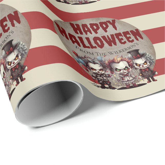 Scary Clowns Creepy Halloween Carnival Wrapping Paper (Roll Corner)