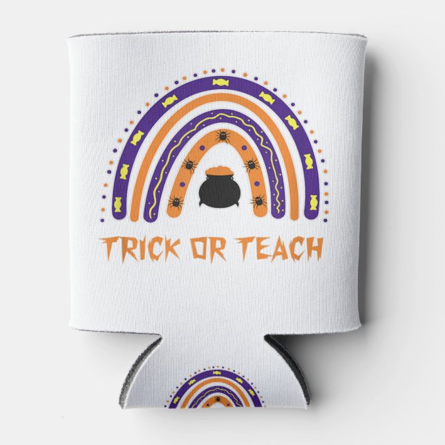 Scary Colourful Rainbow Halloween Teacher Cute Tri Can Cooler (Front)