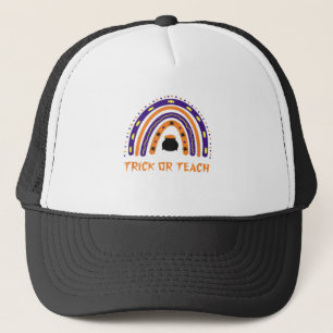 Scary Colourful Rainbow Halloween Teacher Cute Tri Trucker Hat