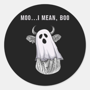 Scary Cow Farmer Halloween Ghost Funny Moo I Mean Classic Round Sticker