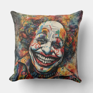 Scary Creepy Clown Throw Pillow