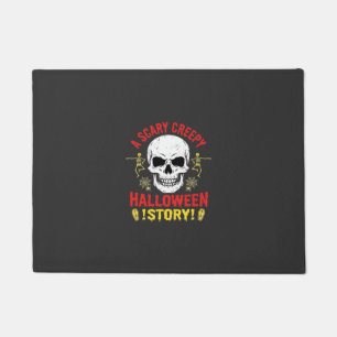 Scary Creepy Halloween Story Skull Design_1 Doormat