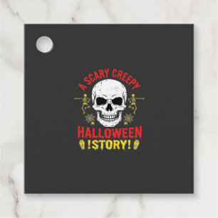 Scary Creepy Halloween Story Skull Design_1 Favour Tags