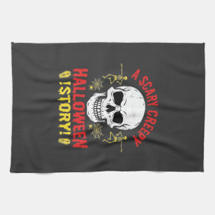 Scary Creepy Halloween Story Skull Design_1 Kitchen Towel