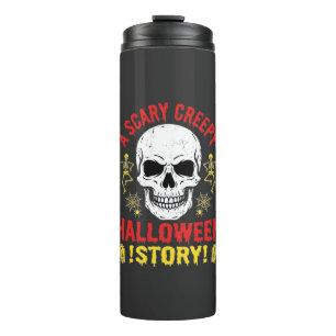 Scary Creepy Halloween Story Skull Design_1 Thermal Tumbler