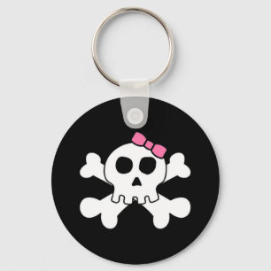 Scary cute Girly skull and cross bones Keychain