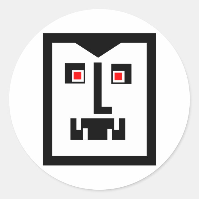 Scary Cyborg Vampire Bot Classic Round Sticker (Front)
