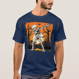 Scary Dabbing Skeleton Pumpkin Halloween Costume B T-Shirt