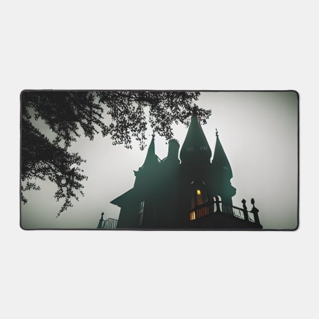 Scary Dark Haunted Mansion Desk Mat (Front)