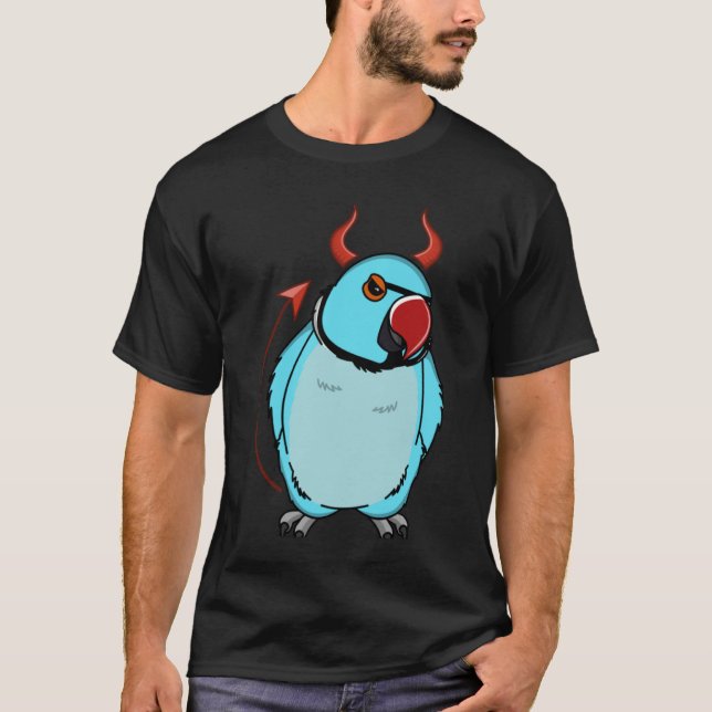 Scary Devil Costume Parrot I Blue Indian Ringneck T-Shirt (Front)