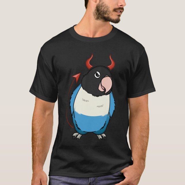 Scary Devil Costume Parrot I Blue masked Lovebird T-Shirt (Front)