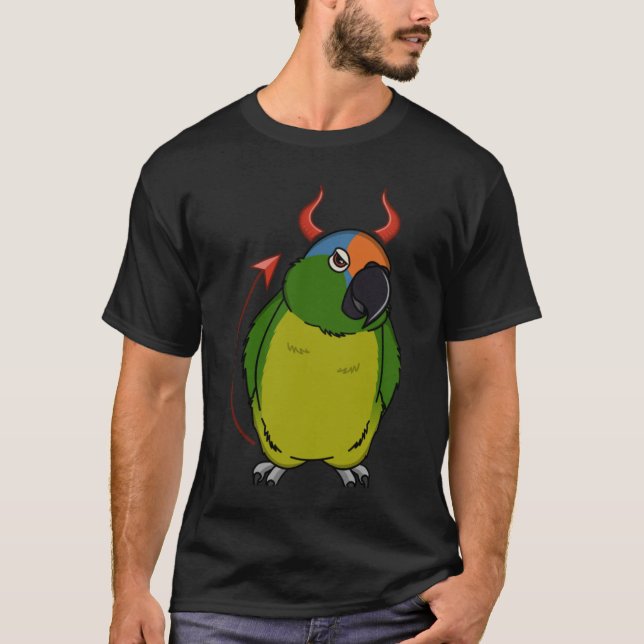 Scary Devil Costume Parrot I Peach fronted Conure T-Shirt (Front)