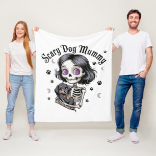 Scary Dog Mummy Skeleton Dachshund Fleece Blanket