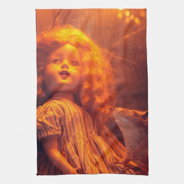 Scary Doll and Rat Kitchen Towel (Vertical)