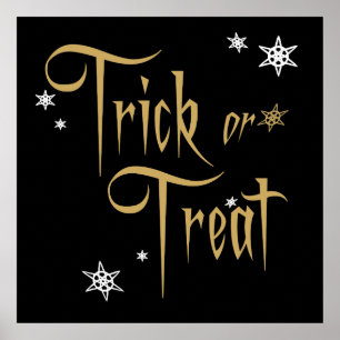 Scary Elegant Pale Gold Trick ou Treat Poster