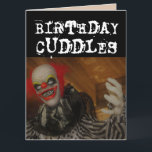 SCARY EVIL CLOWN BIRTHDAY CUDDLES & KISS Cards<br><div class="desc">SCARY BIRTHDAY CLOWN CUDDLES OVERSIZED CARD. (ALSO AVAILBLE IN SMALLER SIZES) FUNNY MESSAGE INSIDE.</div>