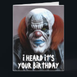 SCARY EVIL CLOWN FUNNY BIG BIRTHDAY CARD<br><div class="desc">SCARY BIRTHDAY CLOWN OVERSIZED CARD. (ALSO AVAILBLE IN SMALLER SIZES)</div>