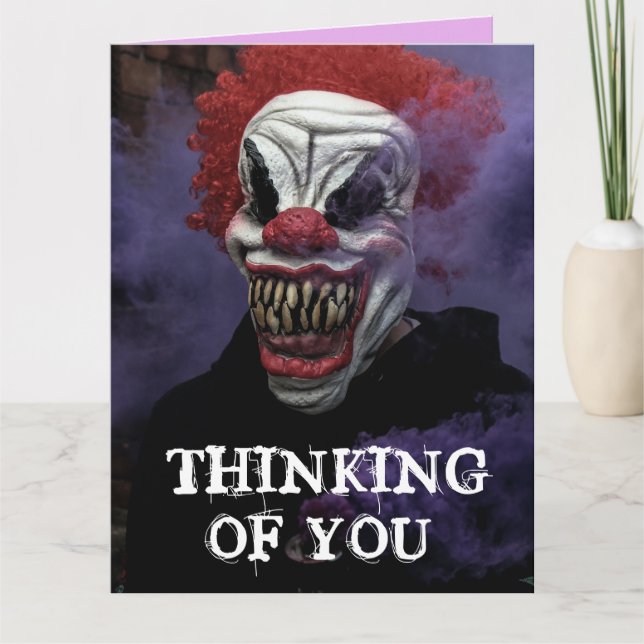 SCARY EVIL CLOWN THINKING OF YOU Greeting Card (Front)