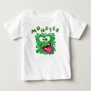 Scary Expressions Fun Green Monster Face  Baby T-Shirt