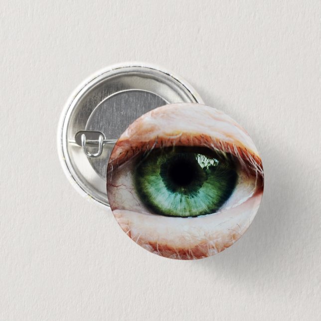 Scary Eyeball & Halloween Green Eye /spooky zombie 1 Inch Round Button (Front & Back)