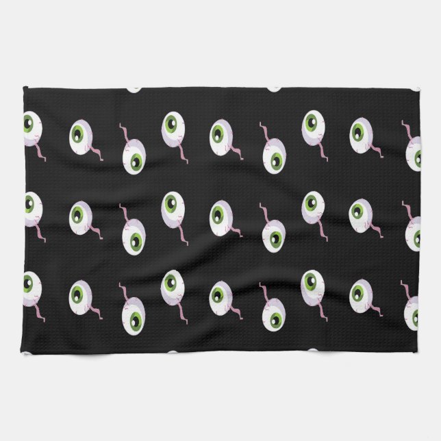 Scary eyeballs on black kitchen towel (Horizontal)