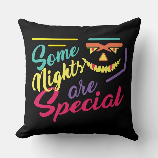 Scary face fun filled shiny halloween  throw pillow (Front)