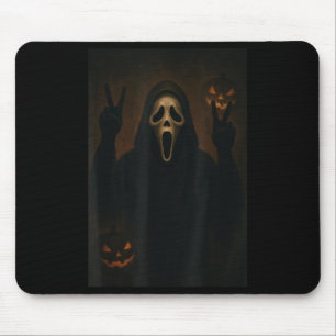 Scary Face Ghost With Heart Hands Creepy Halloween Mouse Pad