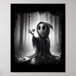 Scary Face Horror Poster Halloween Ghost Heart Sha