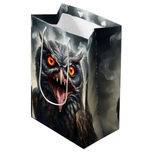 Scary Fanged Vampire Owl, Medium Gift Bag