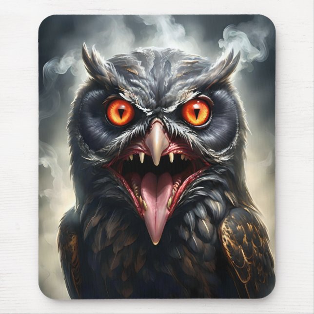 Scary Fanged Vampire Owl, Mouse Pad (Front)