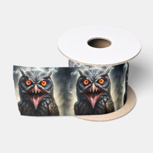 Scary Fanged Vampire Owl, Satin Ribbon
